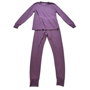 West Loop Women’s Purple Waffle Knit 2 Pc Fitted Outfit thermal Pajamas ~ Size L